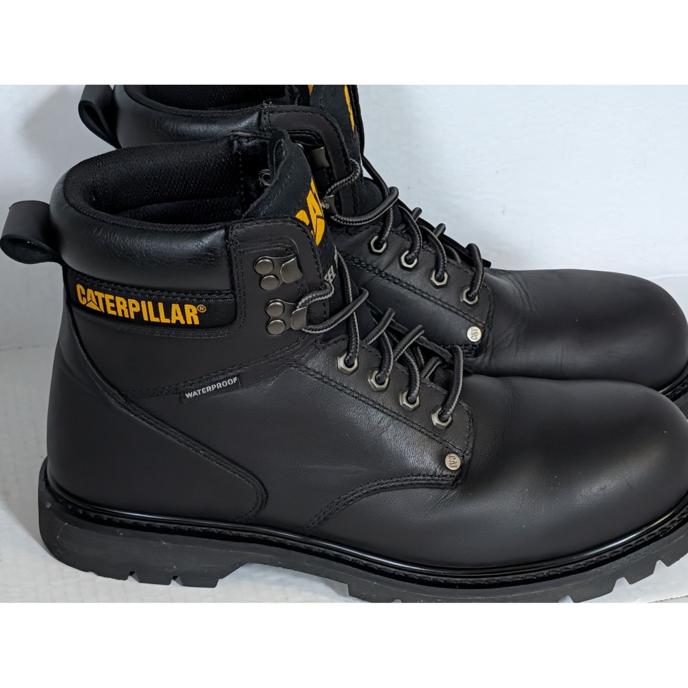 CAT Caterpillar Men's 11M Waterproof Steel Toe Work Boots Black Leather